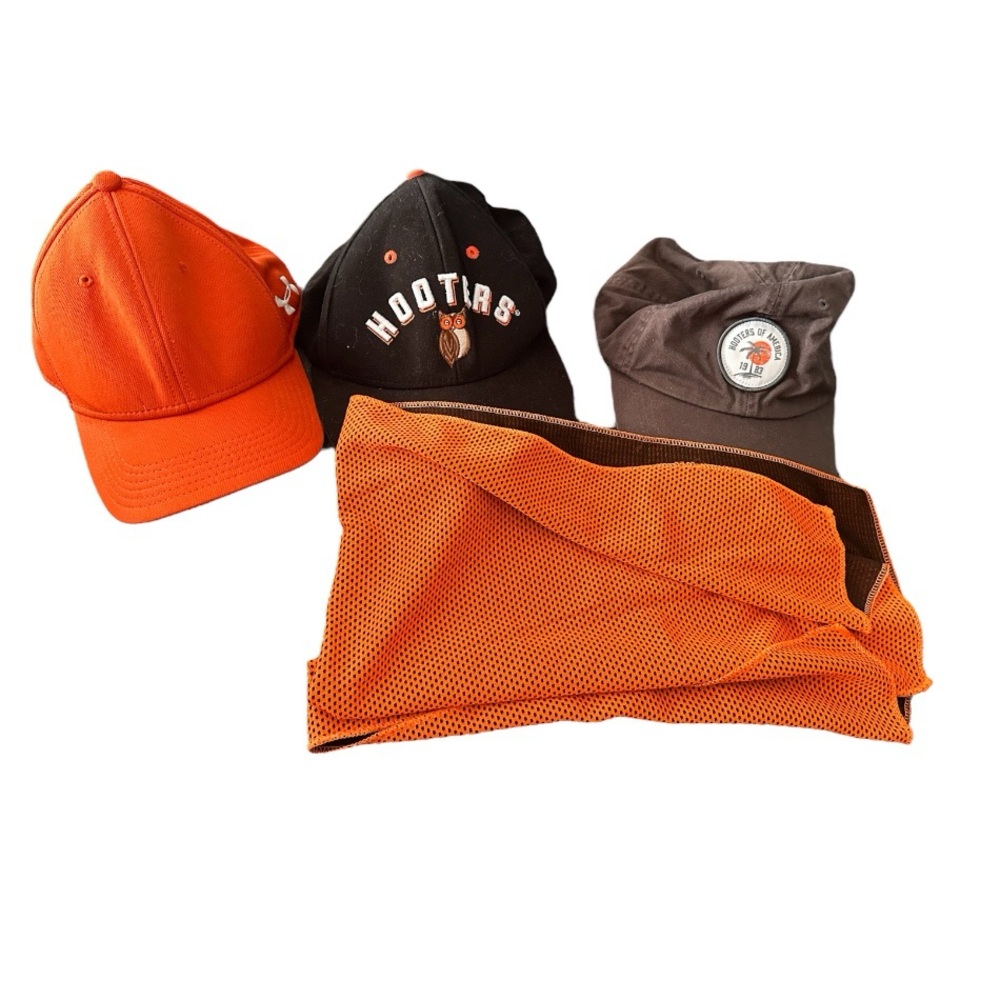 Hooters SnapBack Hat Lot Under Armour Orange Cap Cloth Savannah Palm Trees Lot
